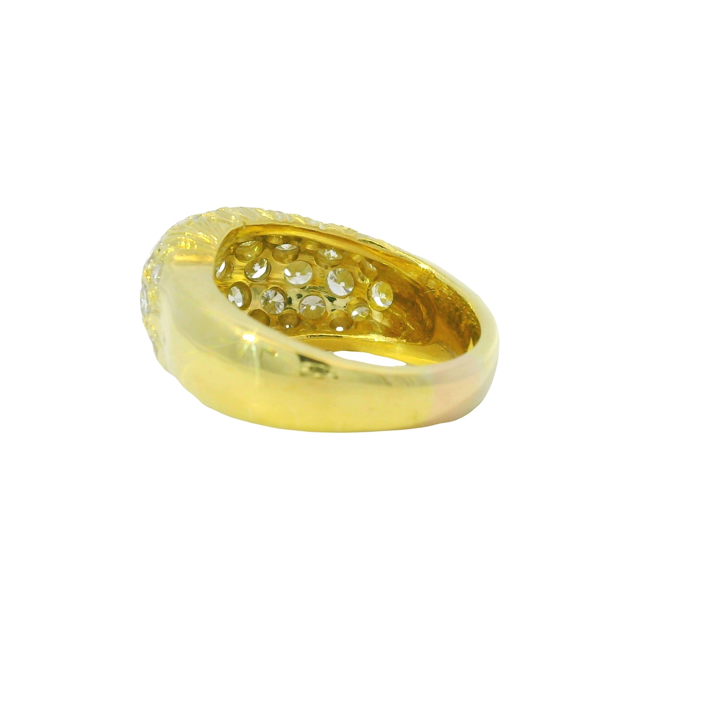 18K Yellow Gold Natural 1.56 Carat Diamond Pave Asymmetric Dome Ring