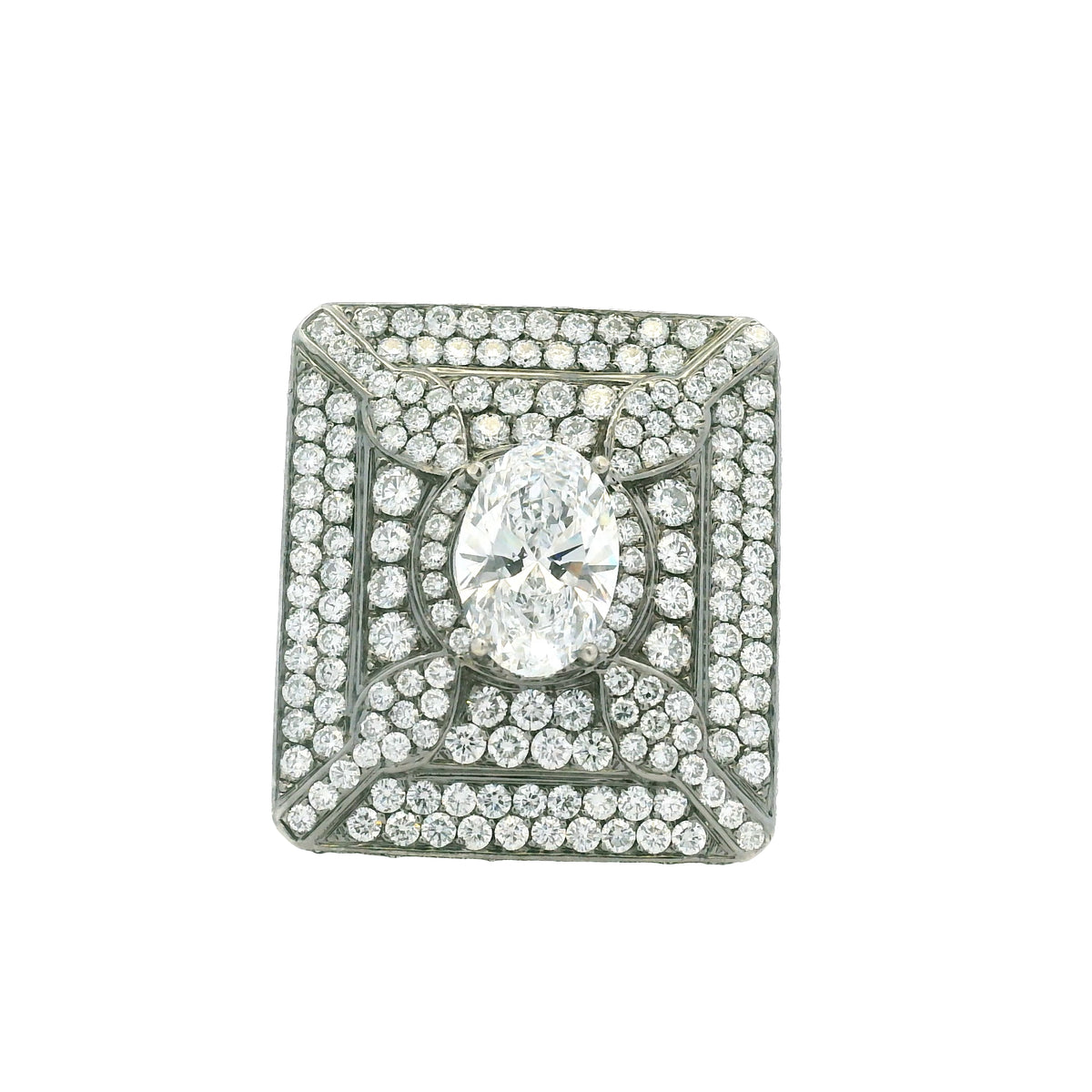 14K White Gold Lab-Grown Oval Diamond Black Rhodium Ring With Natural Diamond Accents