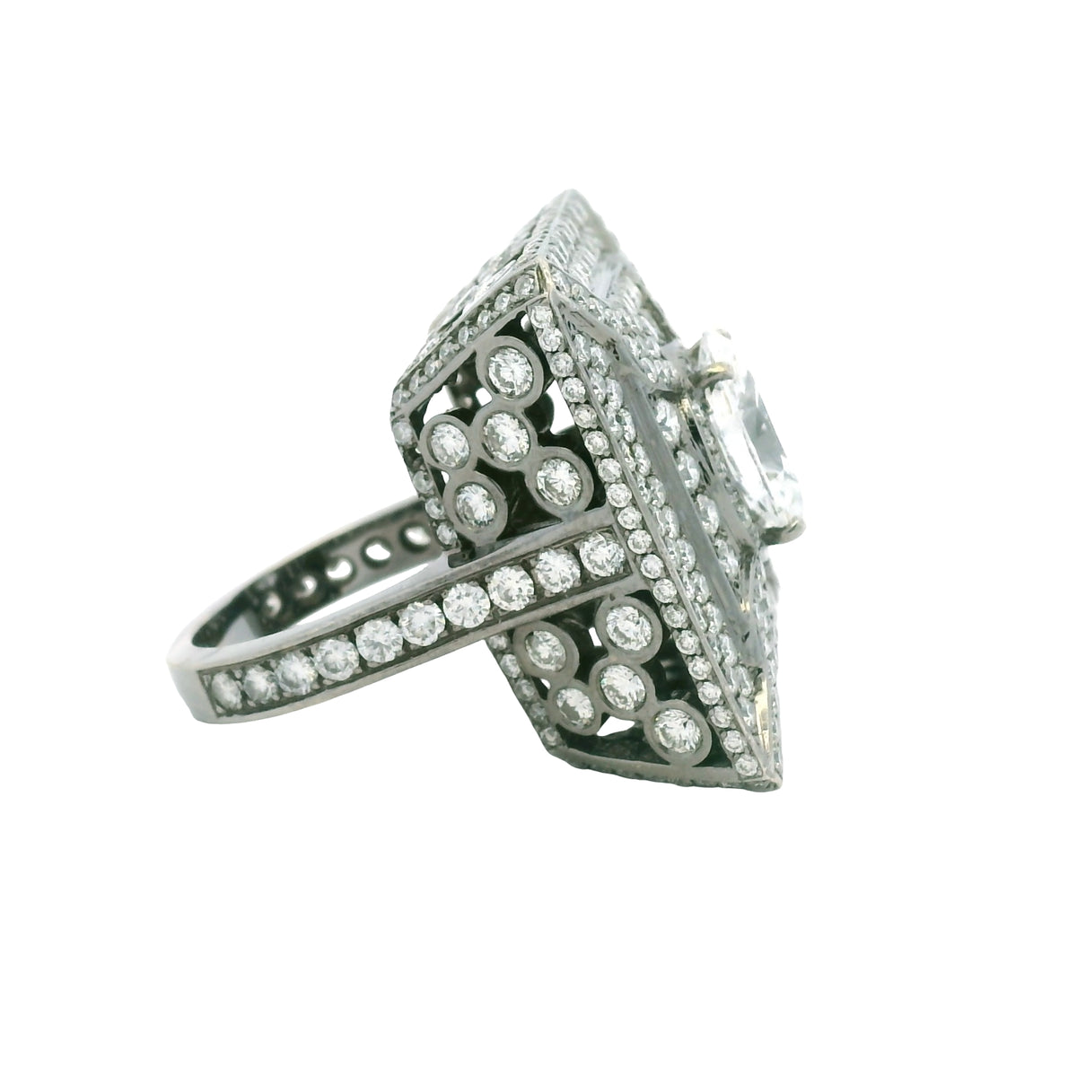 14K White Gold Lab-Grown Oval Diamond Black Rhodium Ring With Natural Diamond Accents