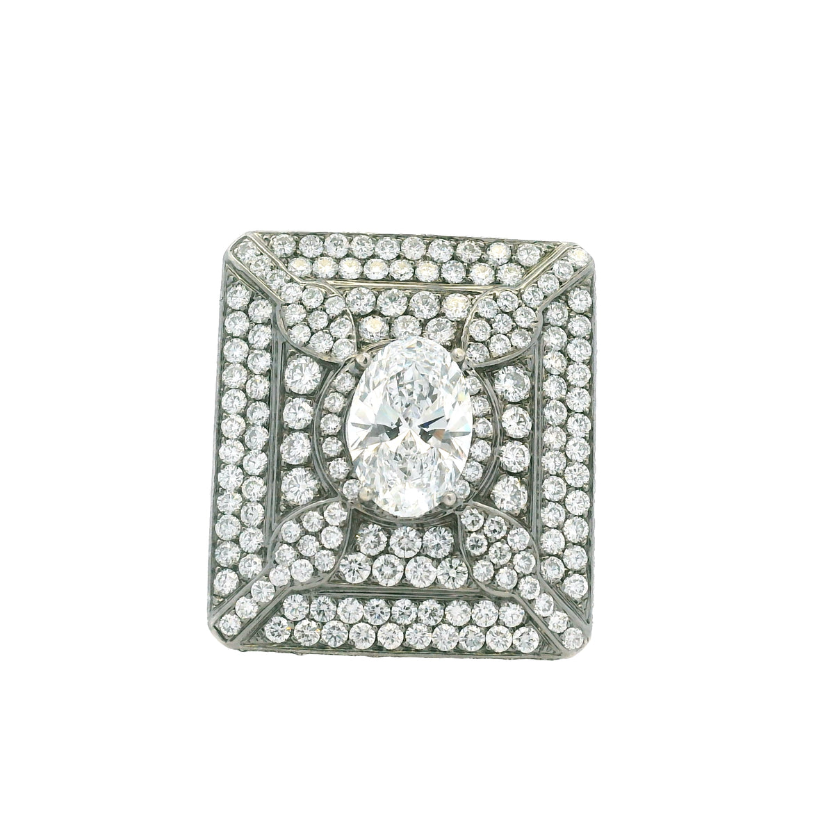 14K White Gold Lab-Grown Oval Diamond Black Rhodium Ring With Natural Diamond Accents
