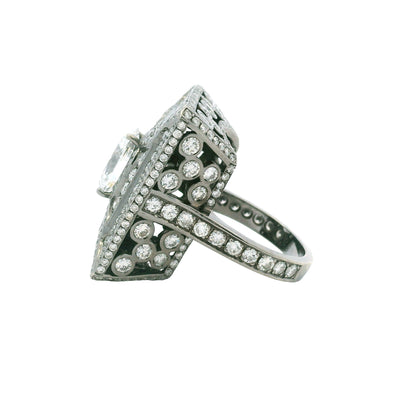 14K White Gold Lab-Grown Oval Diamond Black Rhodium Ring With Natural Diamond Accents