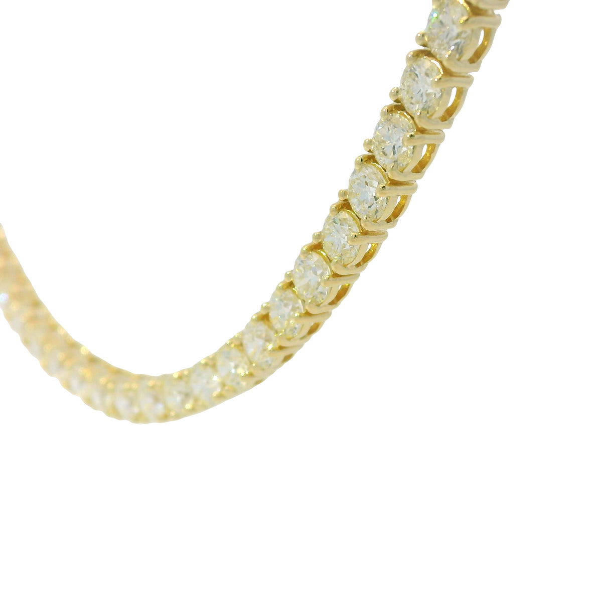 14k Yellow Gold Natural 17.35 Carat Round Brilliant Cut Diamond Tennis Necklace