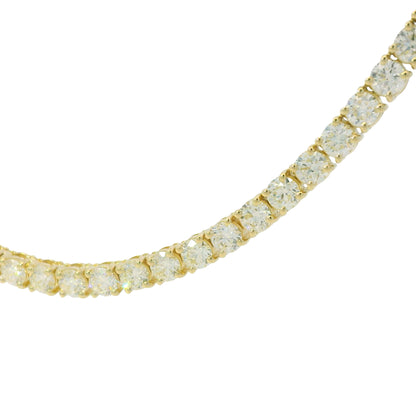 14k Yellow Gold Natural 17.35 Carat Round Brilliant Cut Diamond Tennis Necklace