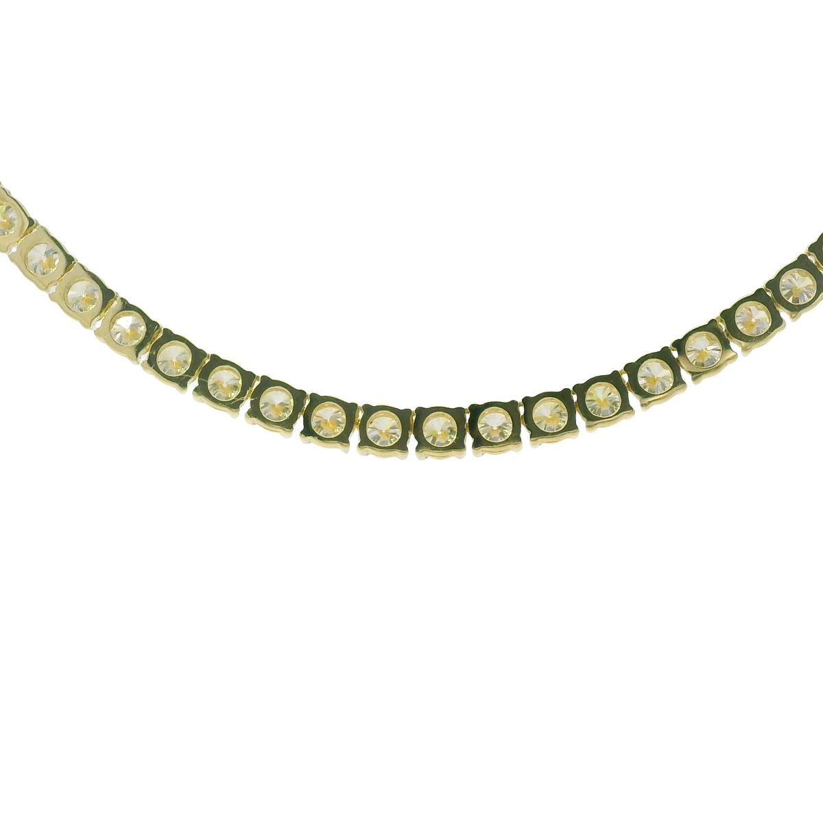 14k Yellow Gold Natural 17.35 Carat Round Brilliant Cut Diamond Tennis Necklace