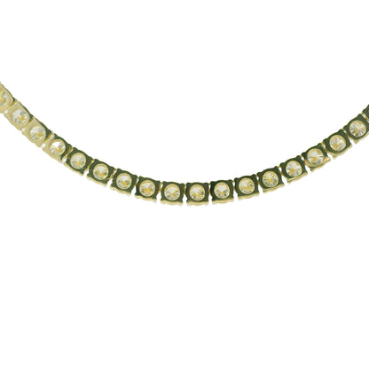 14k Yellow Gold Natural 17.35 Carat Round Brilliant Cut Diamond Tennis Necklace