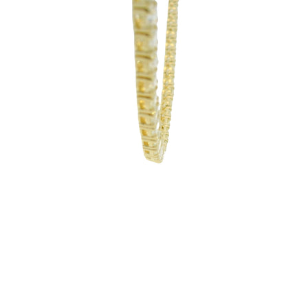 14k Yellow Gold Natural 17.35 Carat Round Brilliant Cut Diamond Tennis Necklace