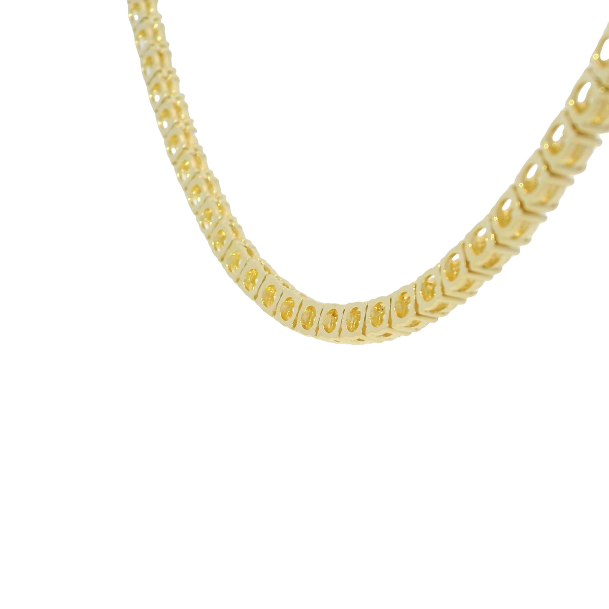 14k Yellow Gold Natural 17.35 Carat Round Brilliant Cut Diamond Tennis Necklace