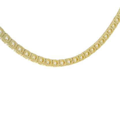 14k Yellow Gold Natural 17.35 Carat Round Brilliant Cut Diamond Tennis Necklace