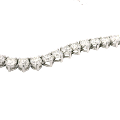 14k White Gold Natural 17.83 Carat Round Diamond 3-Prong Tennis Necklace