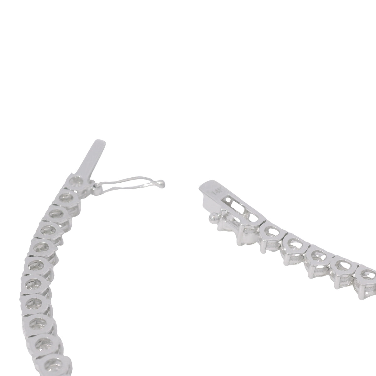 14k White Gold Natural 17.83 Carat Round Diamond 3-Prong Tennis Necklace
