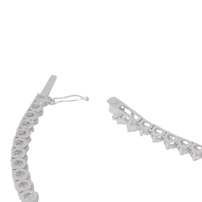 14k White Gold Natural 17.83 Carat Round Diamond 3-Prong Tennis Necklace