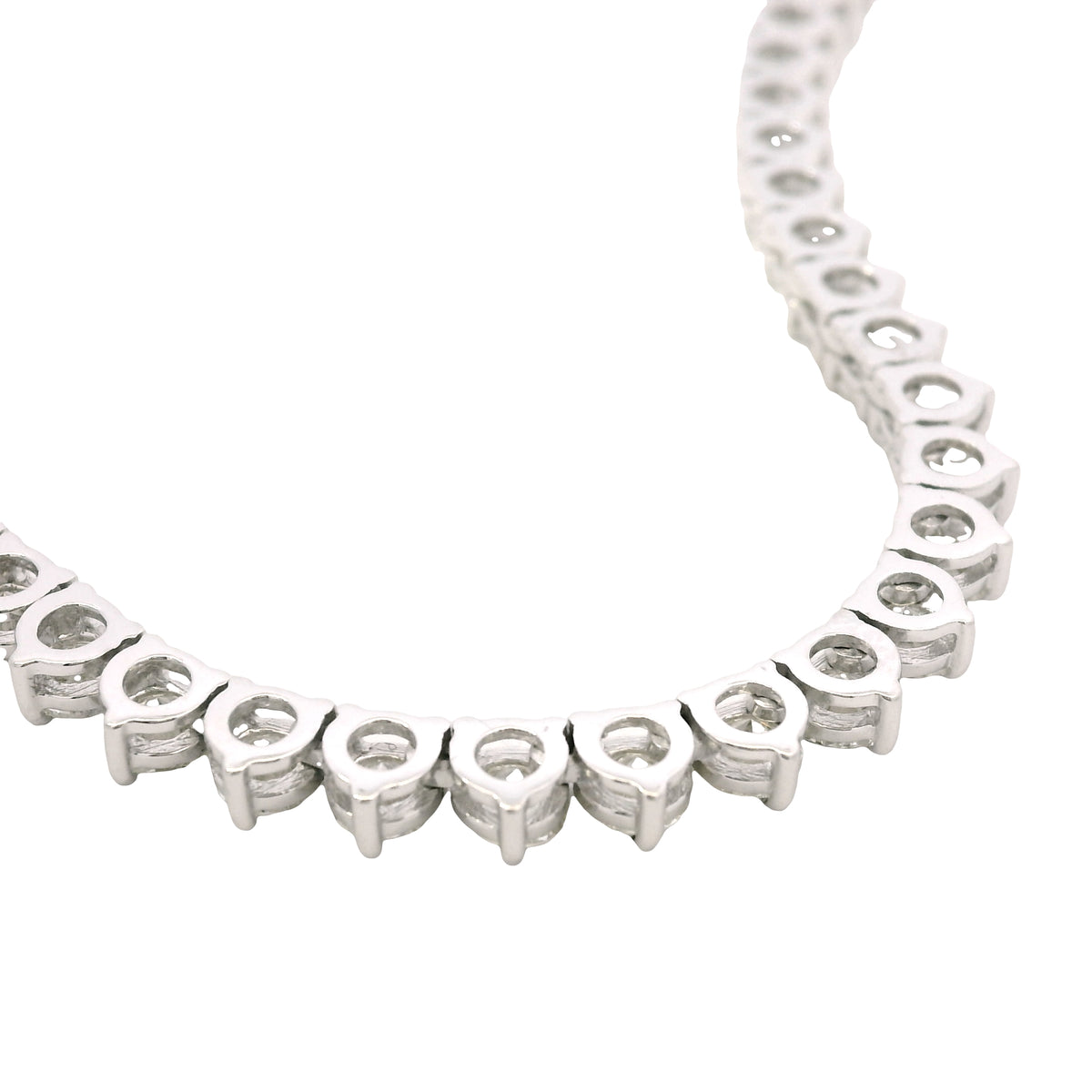 14k White Gold Natural 17.83 Carat Round Diamond 3-Prong Tennis Necklace