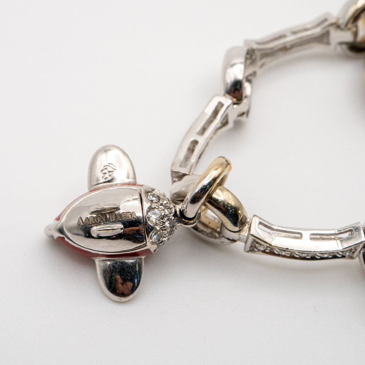 Aaron Basha 18K White Gold Diamond Charm Bracelet Featuring 4 Charms