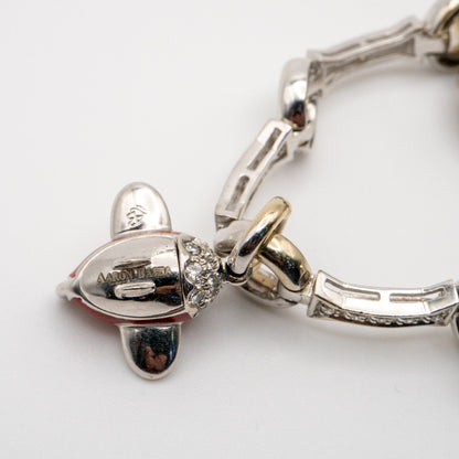 Aaron Basha 18K White Gold Diamond Charm Bracelet Featuring 4 Charms