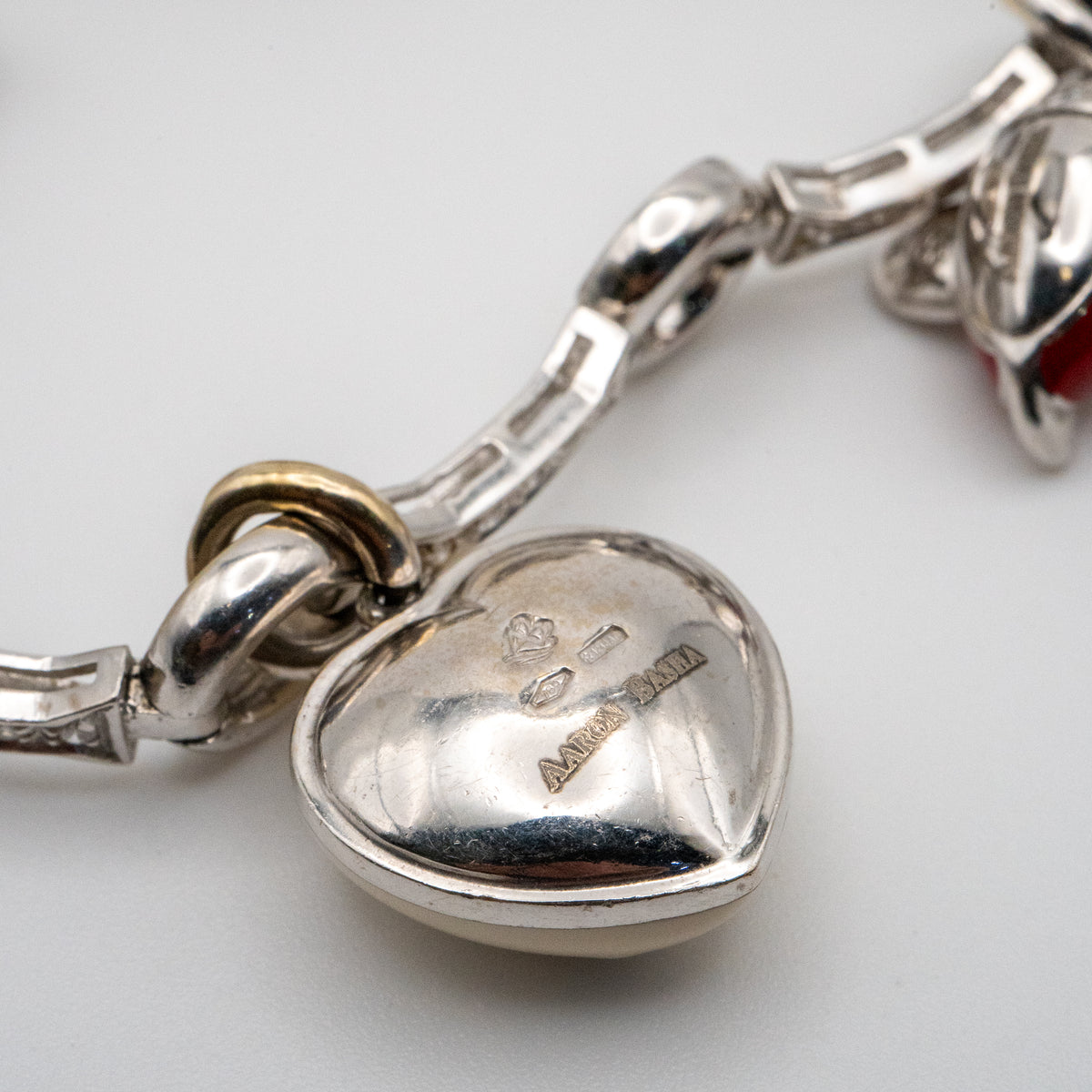 Aaron Basha 18K White Gold Diamond Charm Bracelet Featuring 4 Charms