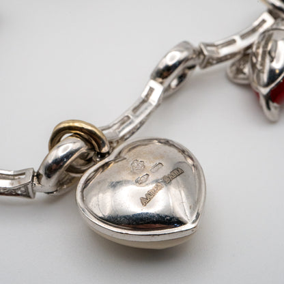 Aaron Basha 18K White Gold Diamond Charm Bracelet Featuring 4 Charms