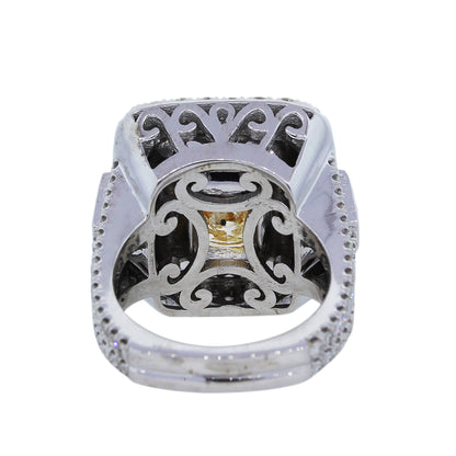 10.67 ct Cushion Cut Fancy Yellow Diamond Engagement Ring