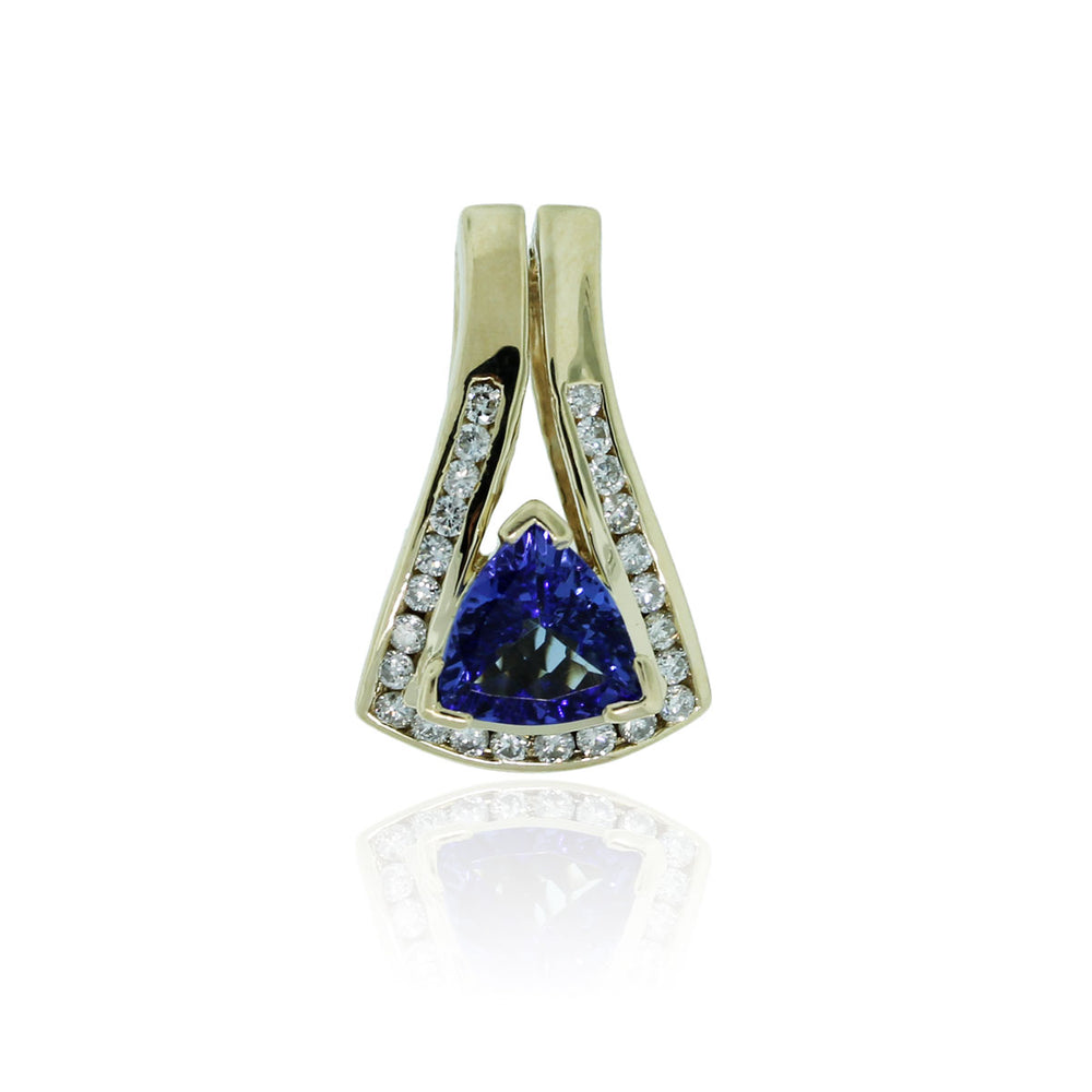 14k Yellow Gold 1.5ct Tanzanite & .35ctw Diamond Pendant