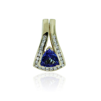 14k Yellow Gold 1.5ct Tanzanite & .35ctw Diamond Pendant