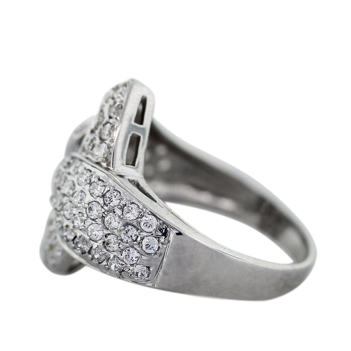 White Gold Diamond Buckle Design Ring