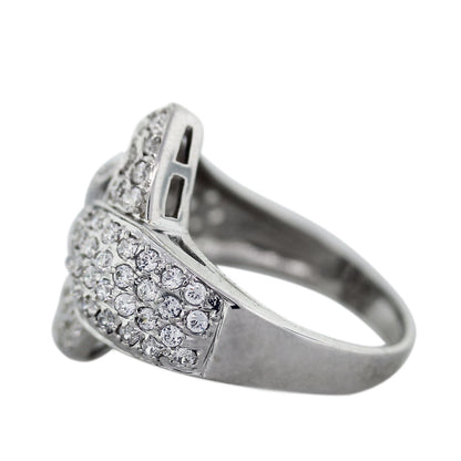 White Gold Diamond Buckle Design Ring