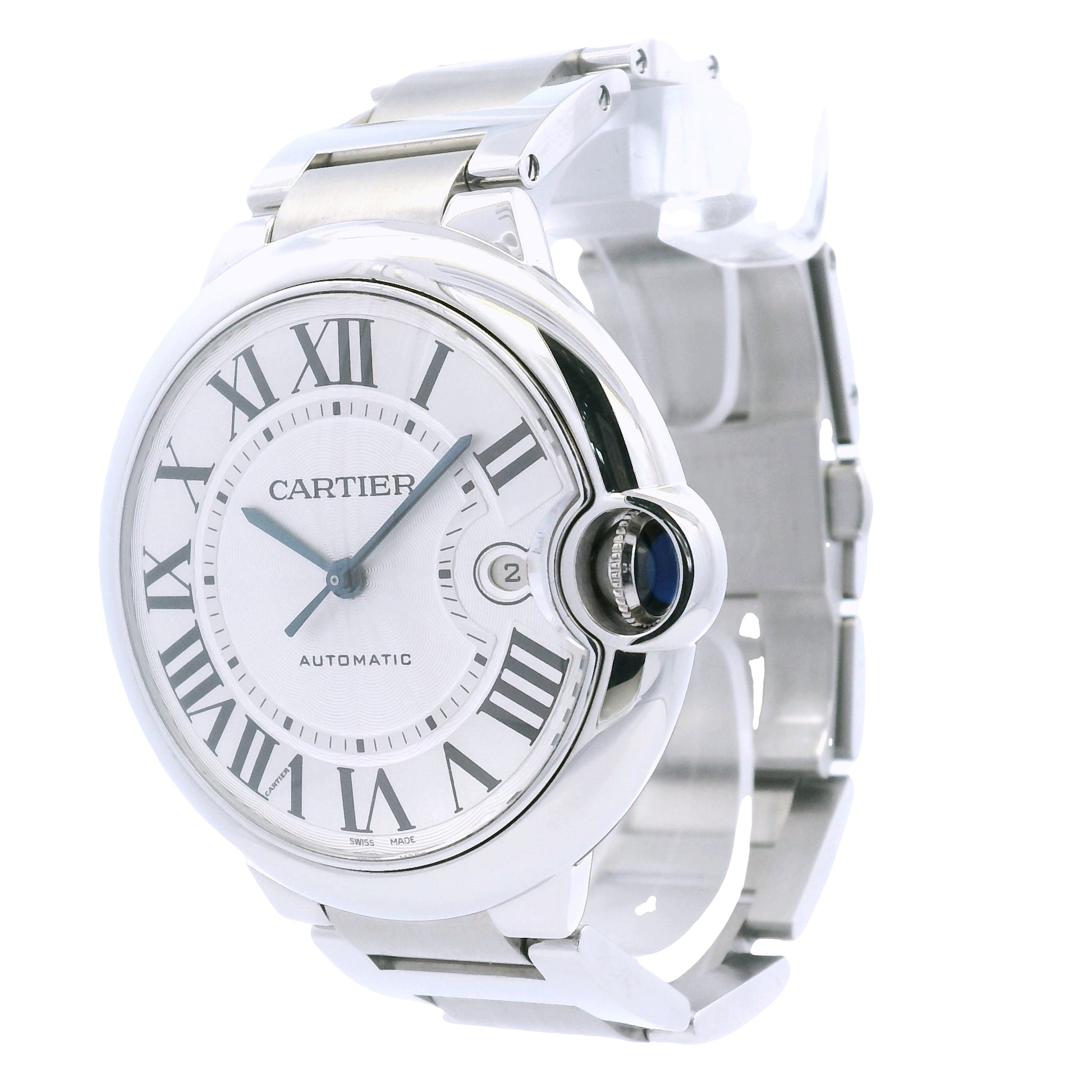 Cartier Ballon Bleu 42mm White Roman Dial Men's Watch