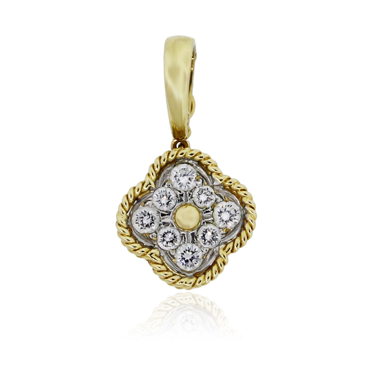 18k Yellow Gold .40ctw Diamond Clover Pendant