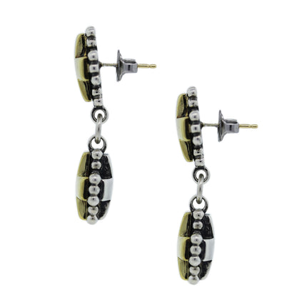 18K Yellow Gold and Sterling Silver Double X Drop/Dangle Earrings