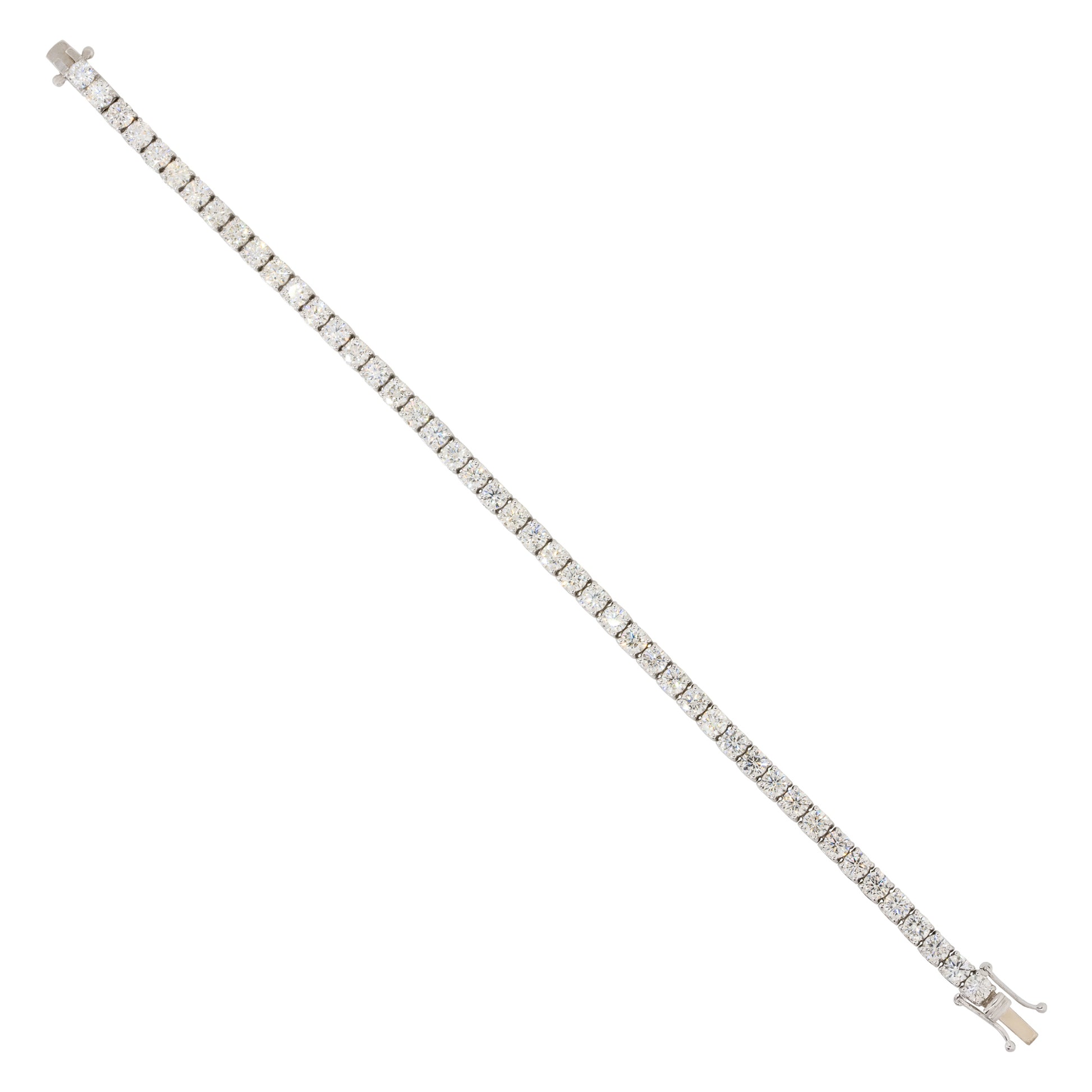 14k White Gold 8.69ctw Round Brilliant Diamond Tennis Bracelet