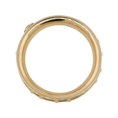 14k Yellow Gold Hebrew Diamond 6mm Wedding Band