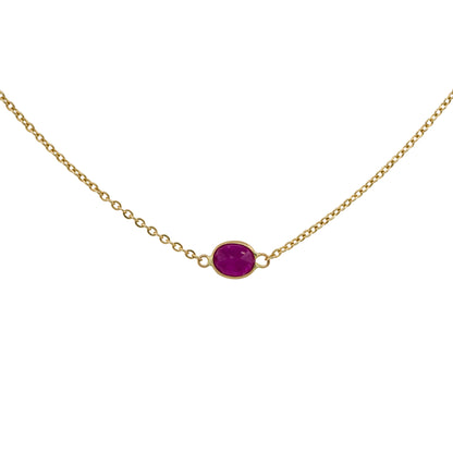 14k Yellow Gold 10.76ctw Oval Ruby Bezel Set By The Yard Necklace