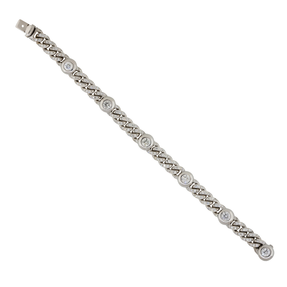 18k White Gold 5.30ctw Diamond Pave Cuban Link Bracelet