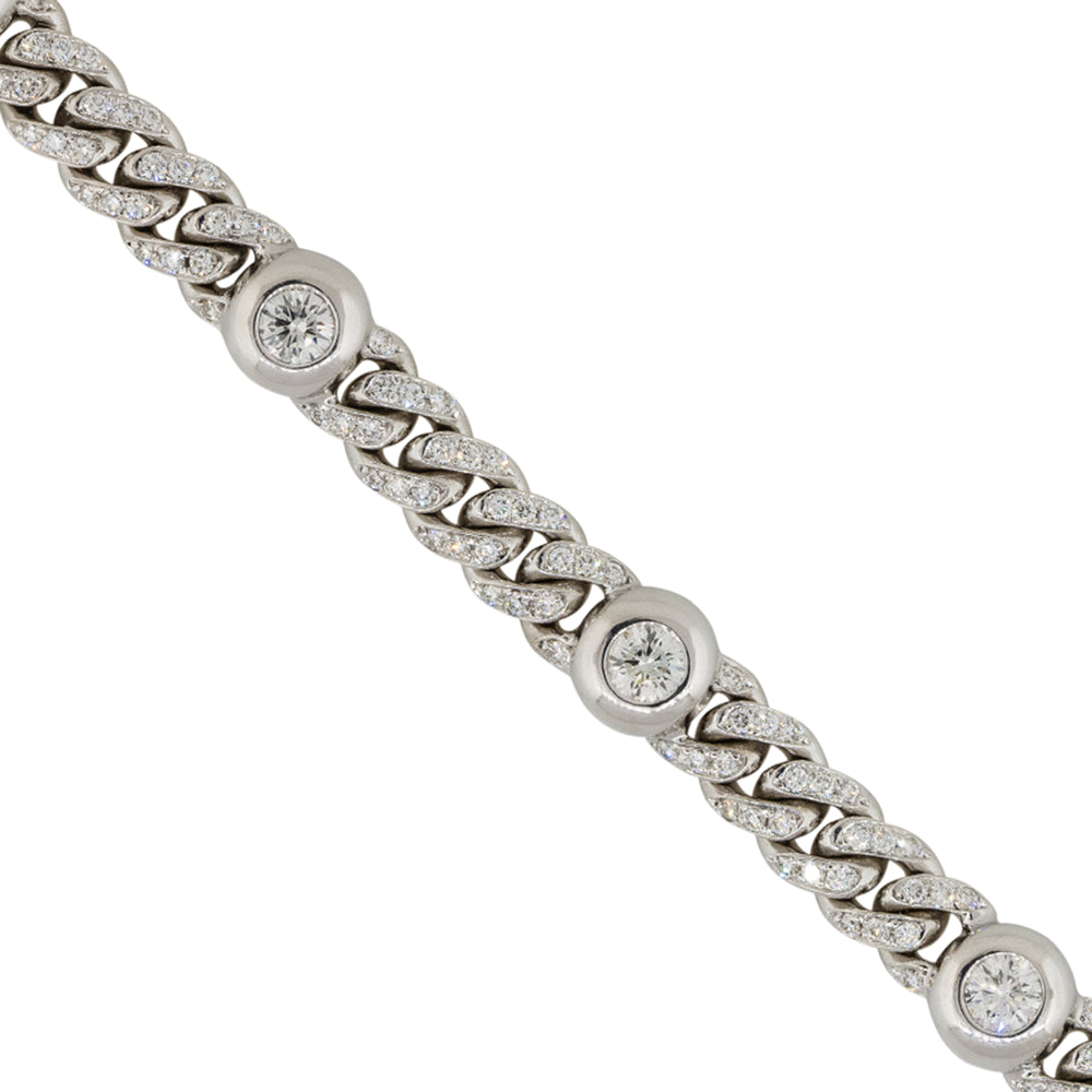 18k White Gold 5.30ctw Diamond Pave Cuban Link Bracelet