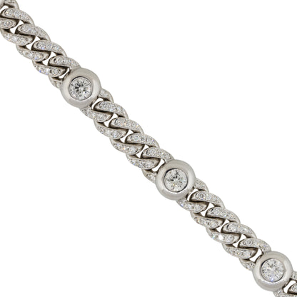 18k White Gold 5.30ctw Diamond Pave Cuban Link Bracelet