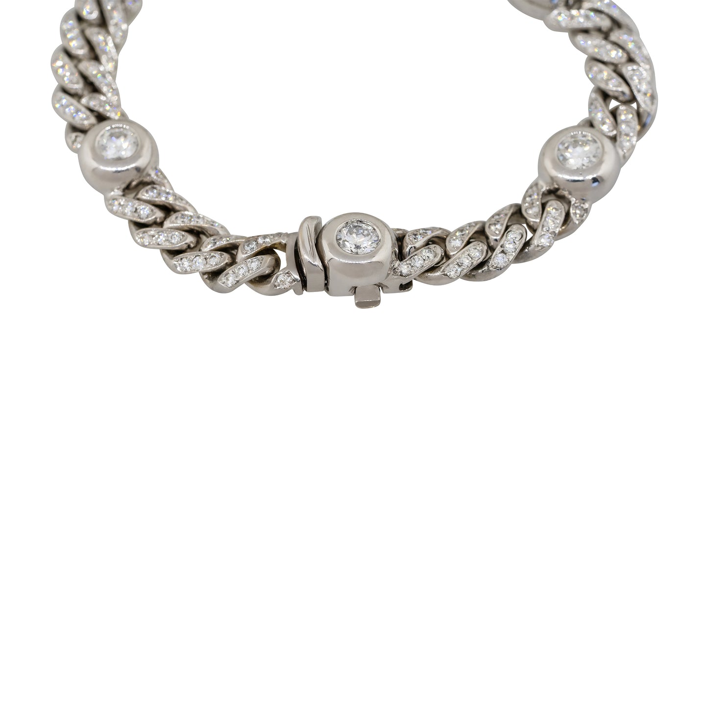 18k White Gold 5.30ctw Diamond Pave Cuban Link Bracelet