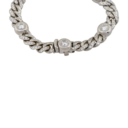 18k White Gold 5.30ctw Diamond Pave Cuban Link Bracelet