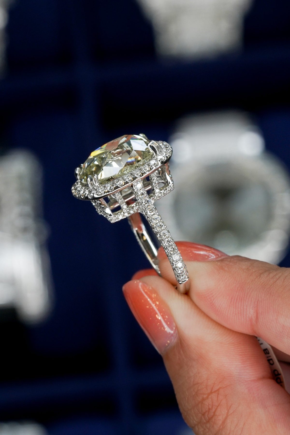 18k White Gold 11.59ctw Cushion Cut Diamond Engagement Ring