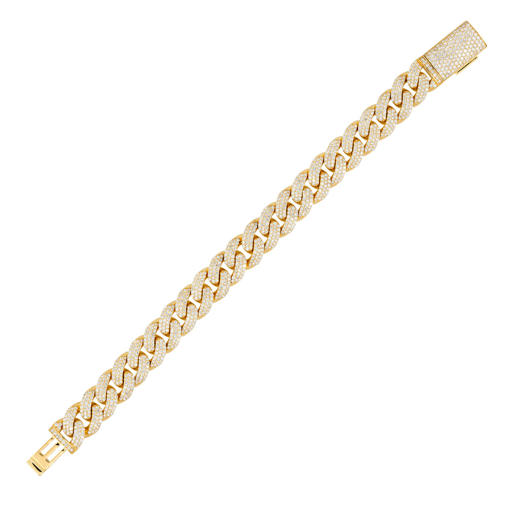 14k Yellow Gold 10.96ctw Diamond Pave Curb Link Bracelet