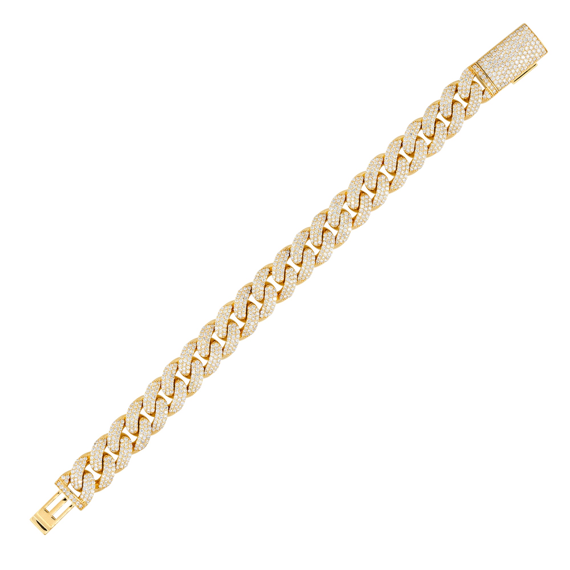 14k Yellow Gold 10.96ctw Diamond Pave Curb Link Bracelet