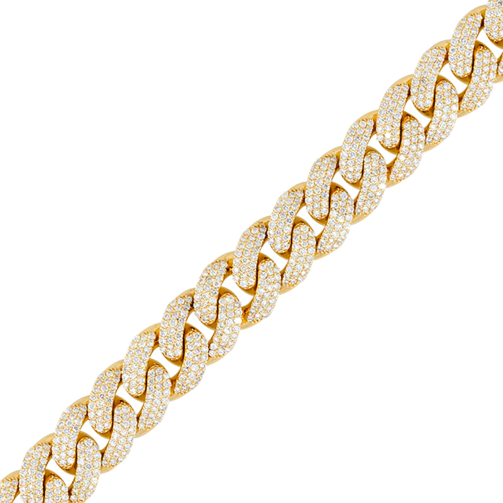 14k Yellow Gold 10.96ctw Diamond Pave Curb Link Bracelet