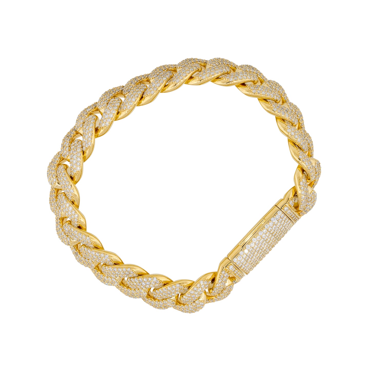 14k Yellow Gold 10.96ctw Diamond Pave Curb Link Bracelet