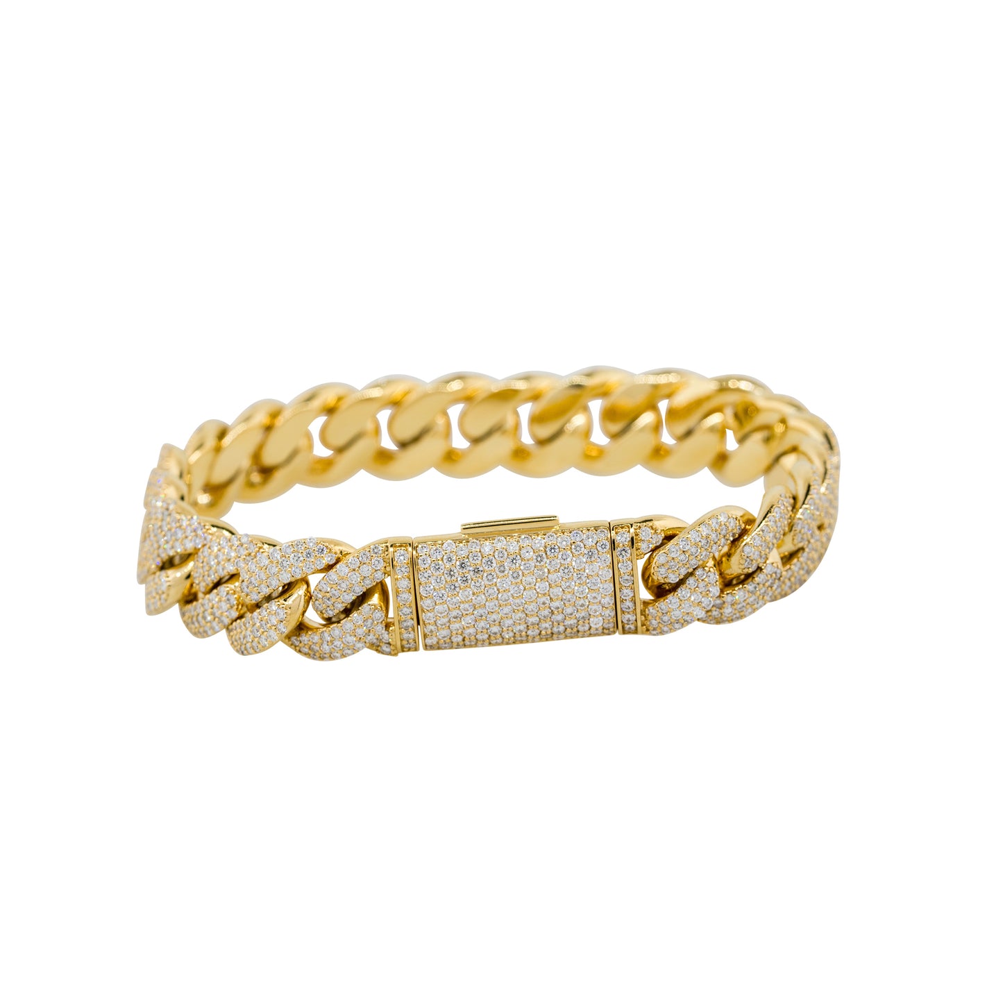 14k Yellow Gold 10.96ctw Diamond Pave Curb Link Bracelet