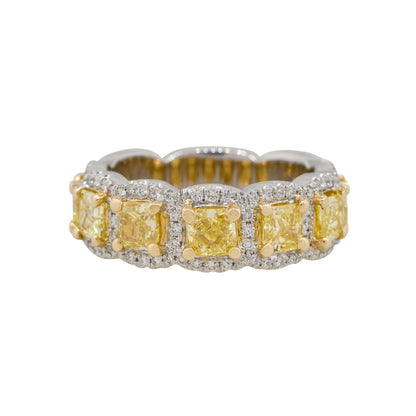 18k Two Tone 2.45ctw Yellow & White Diamond Halo Ring