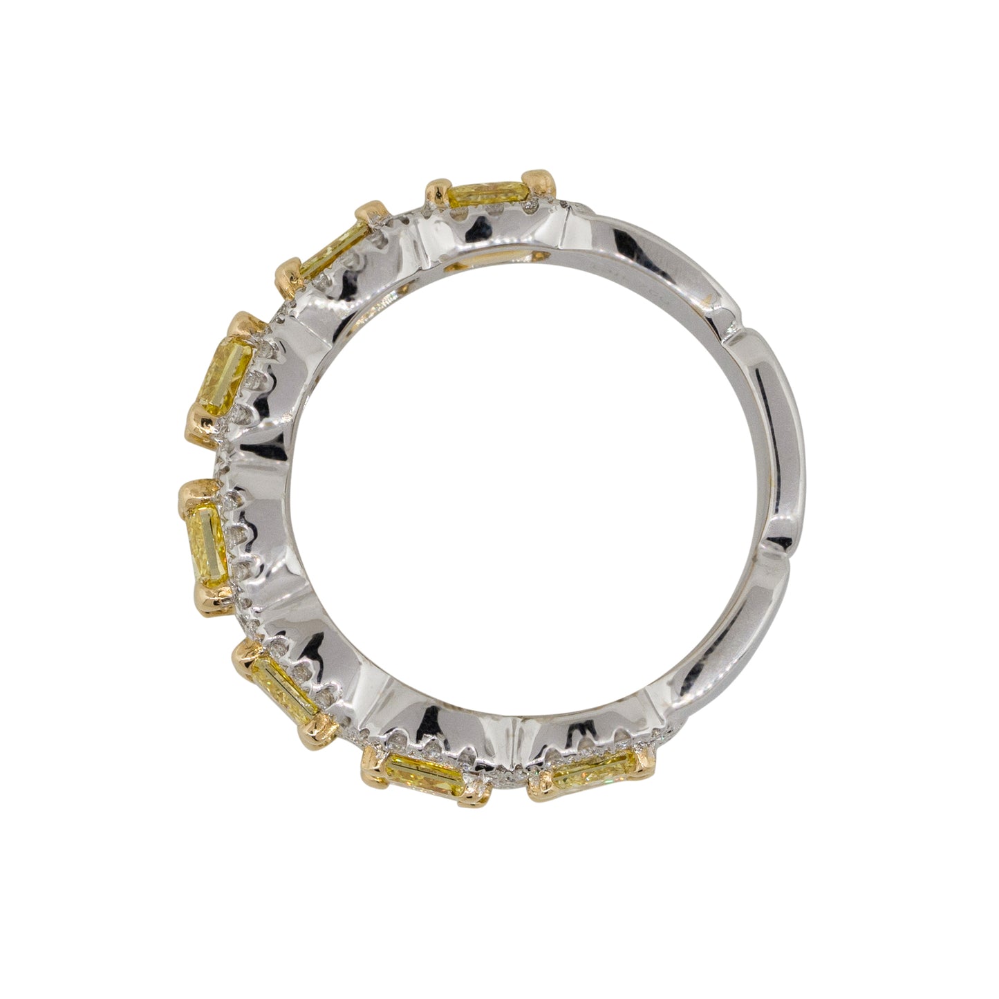 18k Two Tone 2.45ctw Yellow & White Diamond Halo Ring