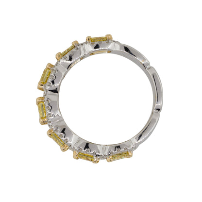 18k Two Tone 2.45ctw Yellow & White Diamond Halo Ring