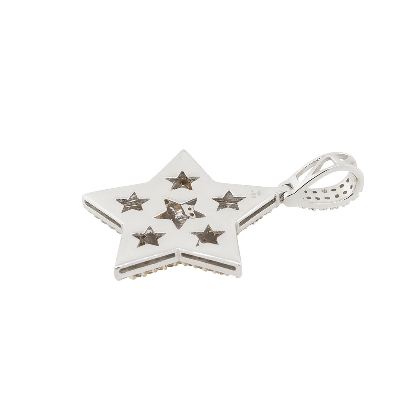 14k Two Tone 2.3ctw All Diamond Pave Star Pendant