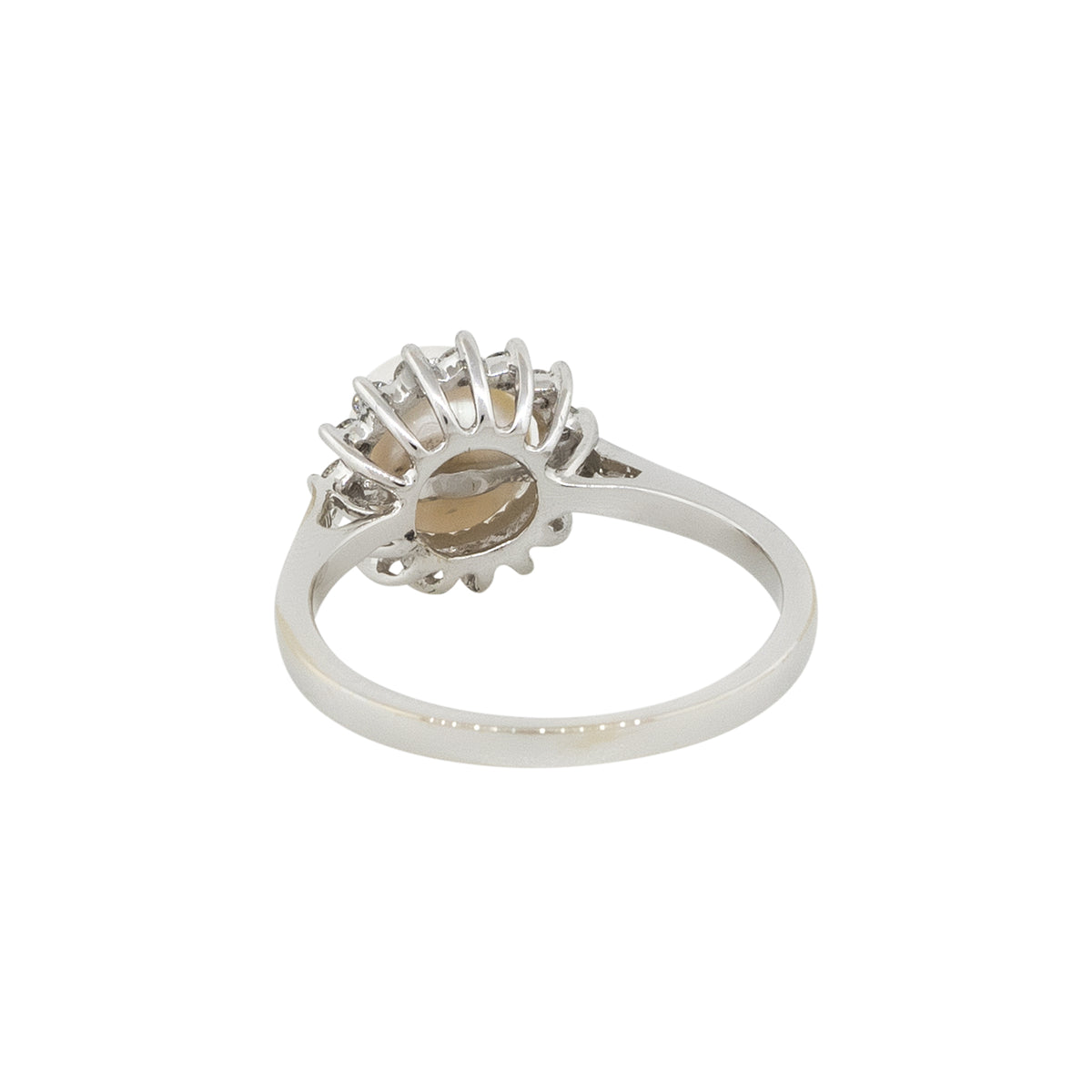 10k White Gold 0.25ctw Diamond 7mm Pearl Halo Ring