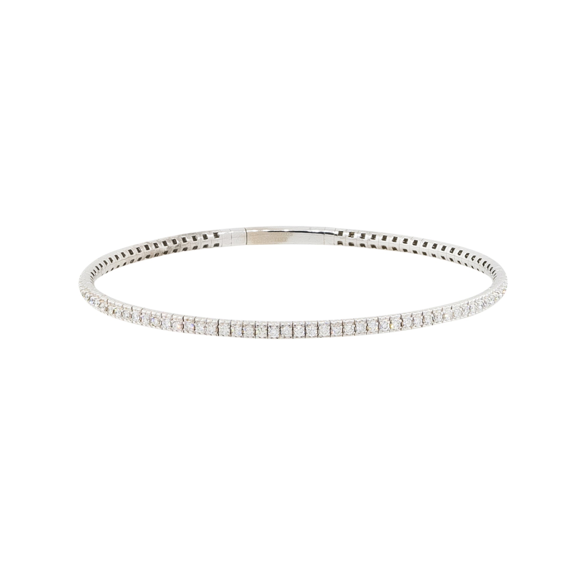 14k White Gold 1ctw Diamond Pave Flexible Bangle Bracelet