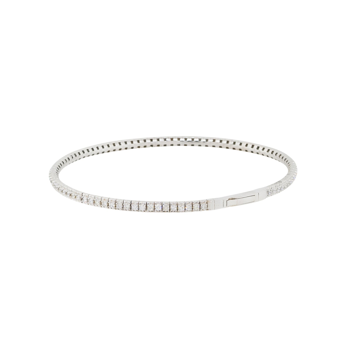 14k White Gold 1ctw Diamond Pave Flexible Bangle Bracelet