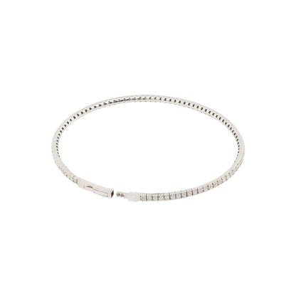 14k White Gold 1ctw Diamond Pave Flexible Bangle Bracelet